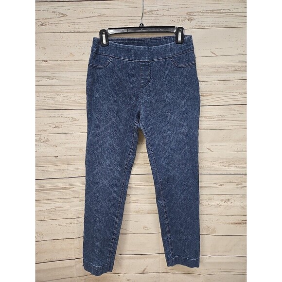 Soft Surroundings Pull On Jeans Elastic Waist Women's M Cropped Straight Leg - Picture 1 of 8